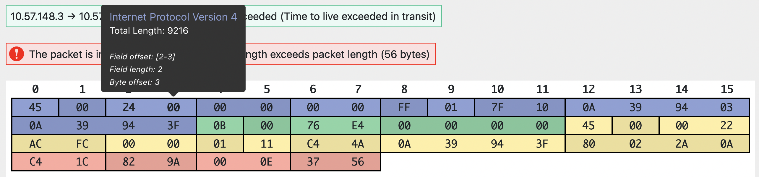 Packet decoder with little-endian length field.